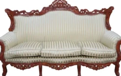 Casa Padrino Barock Wohnzimmer Set Jadegrün / Braun - 3-er Sofa + 2-er Sofa + 1 Sessel - Prunkvolle Möbelgarnitur