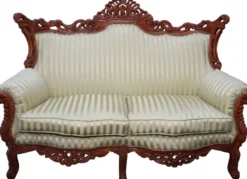 Casa Padrino Barock Wohnzimmer Set Jadegrün / Braun - 3-er Sofa + 2-er Sofa + 1 Sessel - Prunkvolle Möbelgarnitur