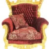 Casa Padrino Barock Wohnzimmer Set Master im edlen Bordeaux Muster Samtstoff und Gold - 2er Sofa und 2 Sessel - Masse: 158x129x60 cm / 85x127x65 cm