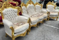 Casa Padrino Barock Wohnzimmer Set Creme / Gold - Prunkvolle Barock Möbel