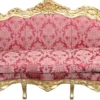 Casa Padrino Barock Wohnzimmer Set Bordeaux Muster/Gold - 3er Sofa, 2er Sofa und Sessel - Masse: 210/182/85 cm