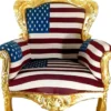 Casa Padrino Barock Wohnzimmer Sessel King USA Design / Gold 85 x 45 x H. 120 cm - Thron Sessel - USA Barock Möbel