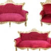 Casa Padrino Barock Wohnzimmer Set Master in Bordeaux Rot und Gold, 3er Sofa, 2er Sofa und Sessel