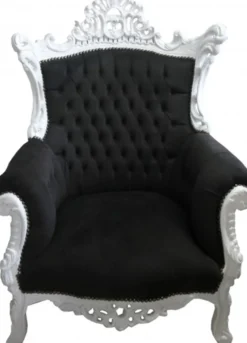 Casa Padrino Barock Wohnzimmer Set Master im Antik Stil Schwarz/Weiss - 3er Sofa, 2er Sofa, 1 Sessel