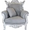 Casa Padrino Barock Wohnzimmer Set Master im Antik Stil Grau / Silber - 2er Sofa (158 cm) + 2 Sessel (85 cm)