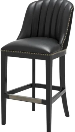 Casa Padrino Barstuhl Schwarz 49,5 x 61 x H. 115 cm - Luxus Barhocker mit Rückenlehne
