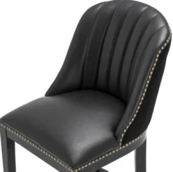Casa Padrino Barstuhl Schwarz 49,5 x 61 x H. 115 cm - Luxus Barhocker mit Rückenlehne
