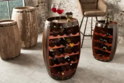 Casa Padrino Bar Weinschrank Bartisch aus Tanne Massivholz - Holzfaß Weinfaß Faßmöbel Faßschrank Hotel & Restaurant Einrichtung Möbel Tisch
