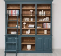 Casa Padrino Bücherregal im Landhausstil mit 4 Türen und 1 Ablage, 229 x 51 x 244 cm