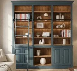 Casa Padrino Bücherregal im Landhausstil mit 4 Türen und 1 Ablage, 229 x 51 x 244 cm