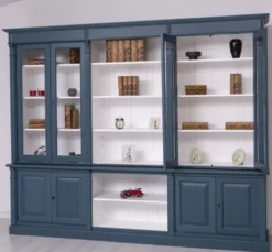 Casa Padrino Bücherregal im Landhausstil mit 4 Glastüren, 286 x 51 x 228 cm