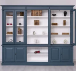 Casa Padrino Bücherregal im Landhausstil mit 4 Glastüren, 286 x 51 x 228 cm