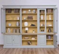 Casa Padrino Bücherregal im Landhausstil mit 4 Glastüren, 286 x 51 x 228 cm