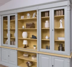 Casa Padrino Bücherregal im Landhausstil mit 4 Glastüren, 286 x 51 x 228 cm
