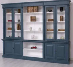 Casa Padrino Bücherregal im Landhausstil mit 4 Glastüren, 286 x 51 x 228 cm