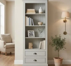 Casa Padrino Bücherregal im Landhausstil mit 2 Schubladen, 79 x 39 x 210 cm
