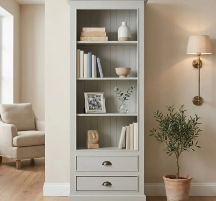 Casa Padrino Bücherregal im Landhausstil mit 2 Schubladen, 79 x 39 x 210 cm