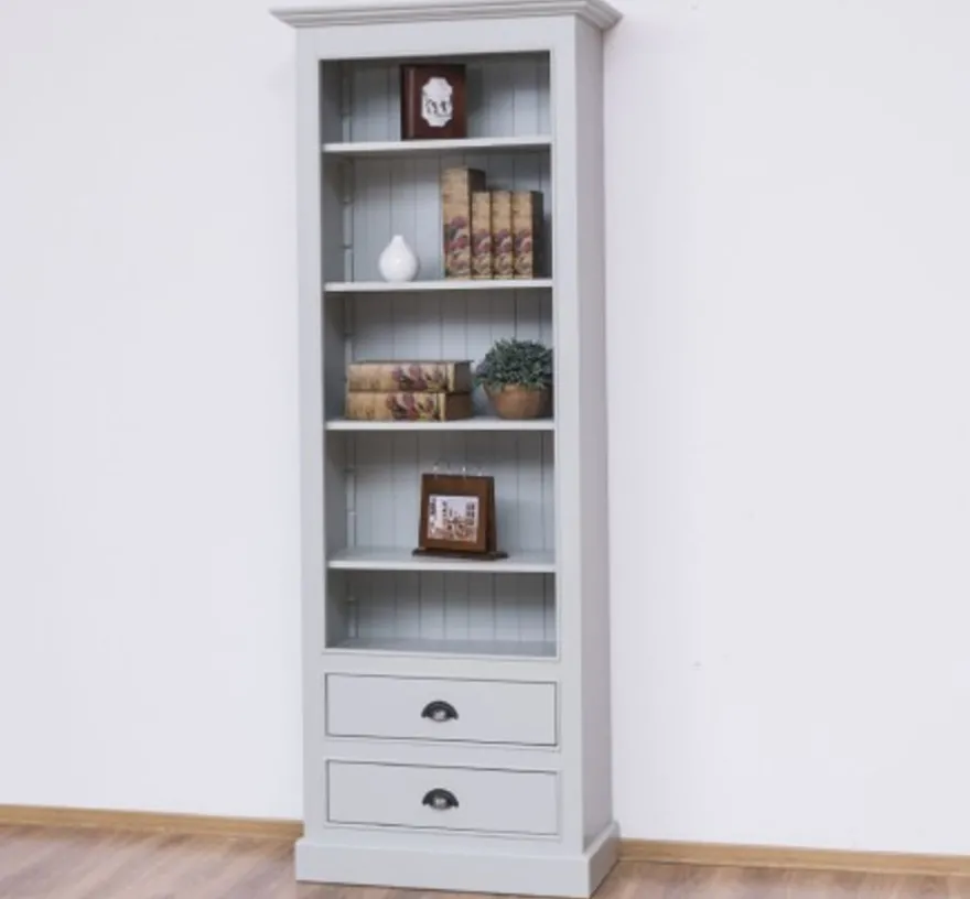 Casa Padrino Bücherregal im Landhausstil mit 2 Schubladen, 79 x 39 x 210 cm
