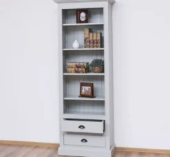 Casa Padrino Bücherregal im Landhausstil mit 2 Schubladen, 79 x 39 x 210 cm