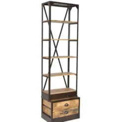 Casa Padrino Bücherregal Natur Antik-Look 60 x 40 x H.210 cm - Regalschrank, Bücherschrank