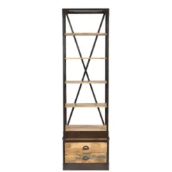Casa Padrino Bücherregal Natur Antik-Look 60 x 40 x H.210 cm - Regalschrank, Bücherschrank