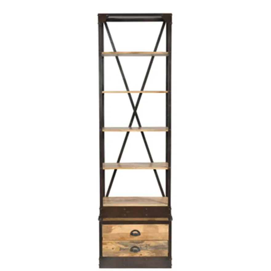 Casa Padrino Bücherregal Natur Antik-Look 60 x 40 x H.210 cm - Regalschrank, Bücherschrank