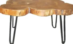 Casa Padrino Beistelltisch Baumstamm Akazien Holz und Eisen Industrial Design 80 - 115 cm