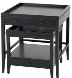 Casa Padrino Beistelltisch 2er Set schwarz - Luxus Möbel