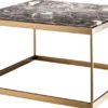 Casa Padrino Beistelltisch Grau / Messing 65 x 65 x H. 38 cm - Luxus Edelstahl Tisch mit Marmorplatte