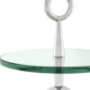 Casa Padrino Beistelltisch in silber mit Glasplatte 40 x H. 72 cm - Luxus Hotel Tisch