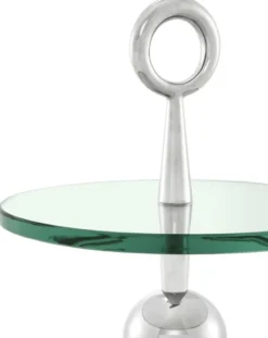 Casa Padrino Beistelltisch in silber mit Glasplatte 40 x H. 72 cm - Luxus Hotel Tisch