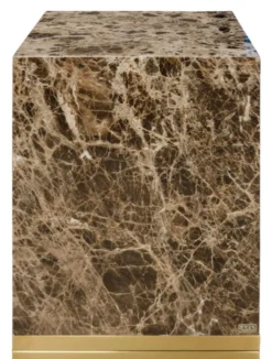 Casa Padrino Beistelltisch mit schwarz-grauem Marmor und goldenem Sockel 40 x 40 x H. 50 cm - Luxus Wohnzimmer Deko