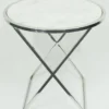 Casa Padrino Beistelltisch Silber / Weiß Ø 61 x H. 61 cm - Wohnzimmer Beistelltisch mit weißer Marmorplatte