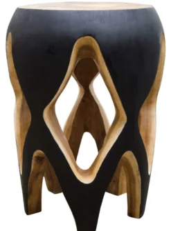 Casa Padrino Beistelltisch Schwarz / Naturfarben 40 x H. 54,5 cm - Wohnzimmermöbel