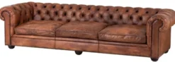 Casa Padrino Büffelleder 3er Sofa Braun 280 x 94 x H. 70 cm - Luxus Echtledersofa