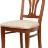 Casa Padrino Biedermeier Esszimmer Stuhl Beige / Braun 50 x 56 x H. 96 cm - Massivholz Küchen Stuhl - Massivholz Esszimmer Möbel - Biedermeier Esszimmer Möbel