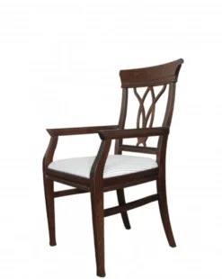 Casa Padrino Biedermeier Esszimmer Stuhl mit Armlehne Beige / Braun - Möbel Restaurant Hotel Gastronomie Stühle