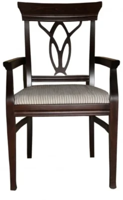 Casa Padrino Biedermeier Esszimmer Stuhl mit Armlehne Beige / Braun - Möbel Restaurant Hotel Gastronomie Stühle