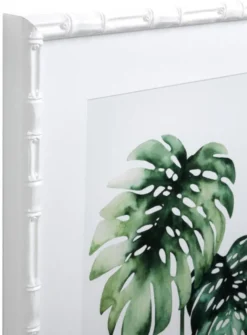 Casa Padrino Bilder / Kunstdruck Set Tropische Pflanzen Grün / Weiß 59 x H. 69 cm - Luxus Deko