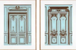 Casa Padrino Bilder / Kunstdruck Set Antike Französische Türen Mehrfarbig 83 x H. 113 cm - Luxus Kollektion