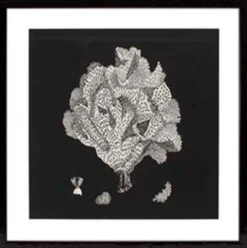 Casa Padrino Bilder / Kunstdruck 4er Set Korallen Schwarz 64 x H. 64 cm - Luxus Deko