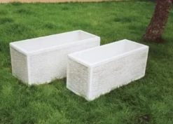 Casa Padrino Blumenkübel Weiß 100 x 40 x H. 45 cm - Rechteckiger Pflanzkübel
