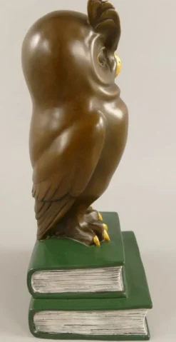 Casa Padrino Bronze Deko Figur Eule auf Büchern H. 22 cm - Schreibtisch Deko Skulptur