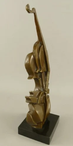 Casa Padrino Bronze Deko Skulptur Geige Bronze / Schwarz H. 41 cm - Abstrakte Schreibtisch Dekoration
