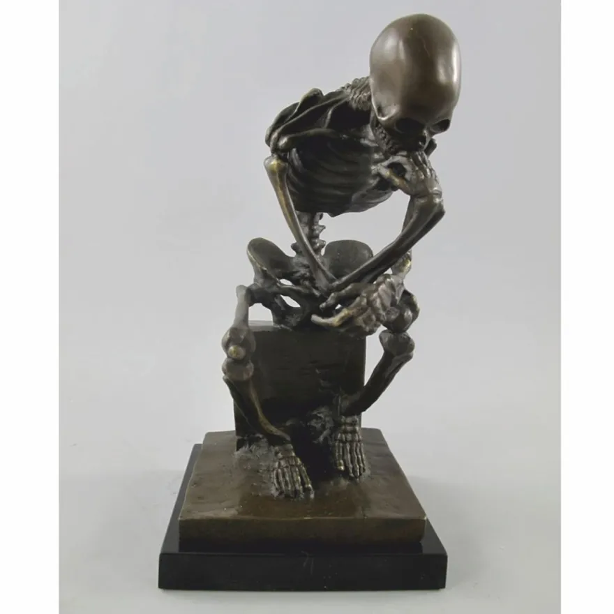 Casa Padrino Bronze Deko Skulptur Skelett Bronze / Schwarz H. 25 cm - Deko Accessoires