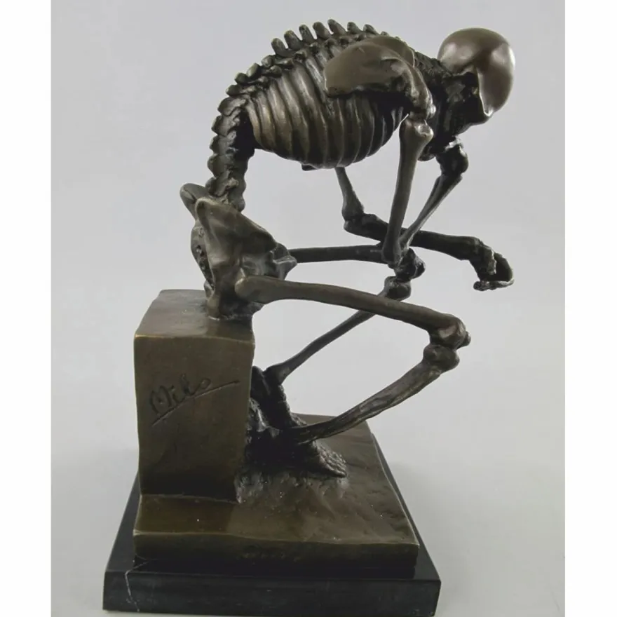 Casa Padrino Bronze Deko Skulptur Skelett Bronze / Schwarz H. 25 cm - Deko Accessoires