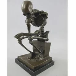 Casa Padrino Bronze Deko Skulptur Skelett Bronze / Schwarz H. 25 cm - Deko Accessoires