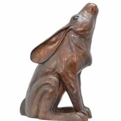 Casa Padrino Bronze Deko Skulptur Hase Braun H. 42 cm - Bronze Garten Figur