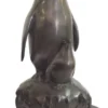 Casa Padrino Bronzefigur Pinguin Mutter mit Kind Bronze / Braun 22 x 15 x H. 33 cm - Luxus Skulptur