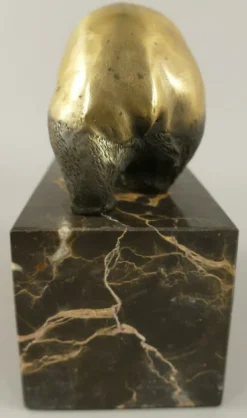 Casa Padrino Bronze Skulptur Panda Bär Gold / Schwarz 13 x 7 x H. 15 cm - Bronzefigur - Dekofigur - Schreibtisch Deko Accessoires
